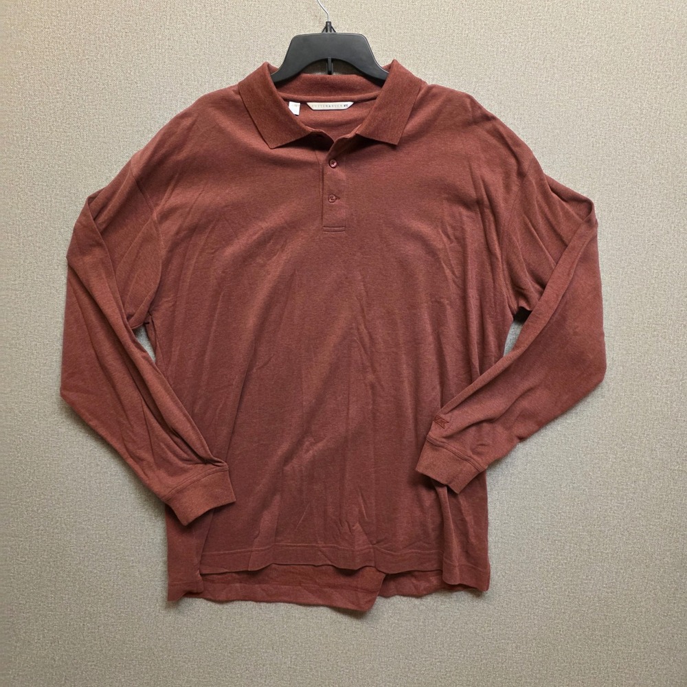 Cutter & Buck Mens XL Rust Red Cotton Polo Long Sleeve MCK01106 Preppy Golf